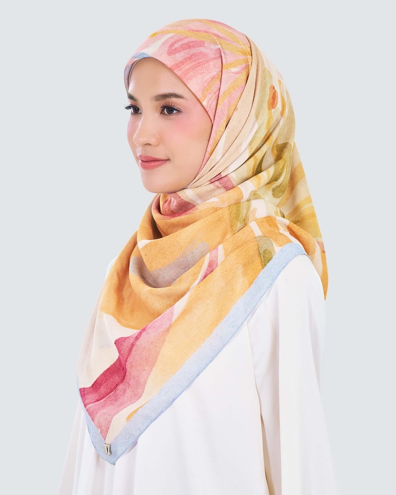 Image of WATERCOLOUR COTTON VOILE SQUARE - SERENE