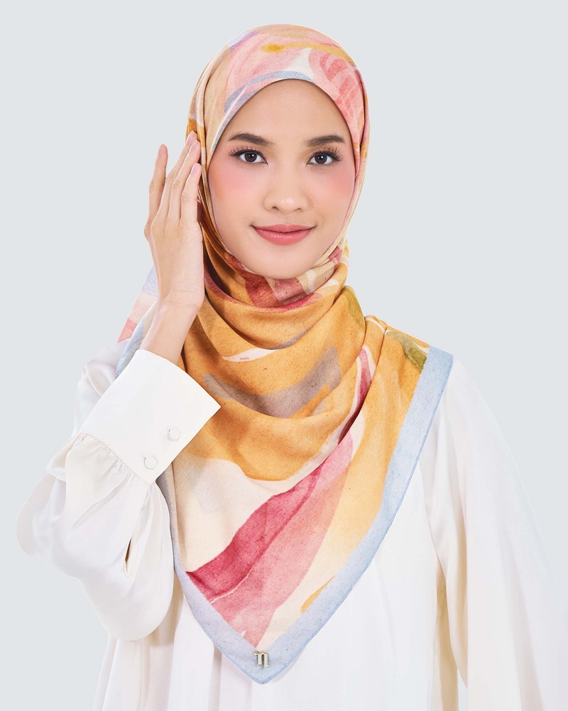 Image of WATERCOLOUR COTTON VOILE SQUARE - SERENE