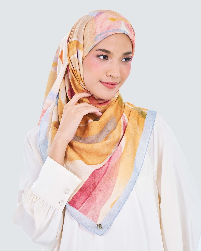 Image of WATERCOLOUR COTTON VOILE SQUARE - SERENE