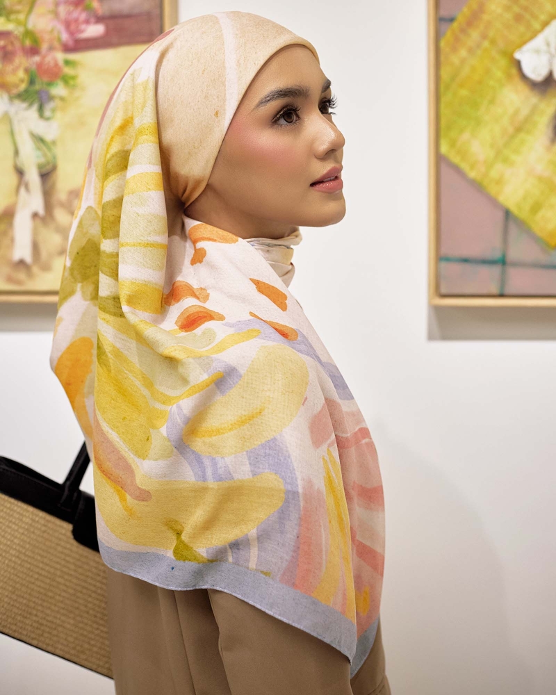 Image of WATERCOLOUR COTTON VOILE SQUARE - SERENE