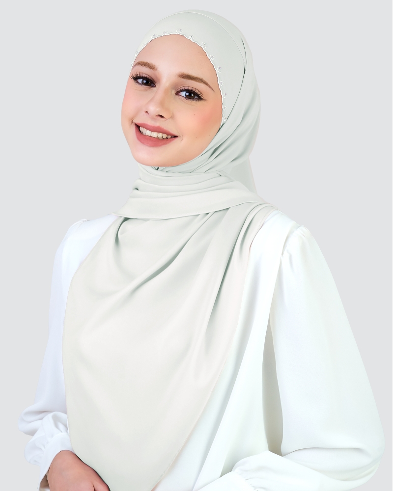 Image of WIDURI EMBROIDERED CRYSTAL SEMI-INSTANT SHAWL - PORCELAIN