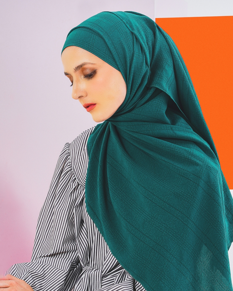 Image of X-PRESS TEXTURED CHIFFON SQUARE - DARK TEAL