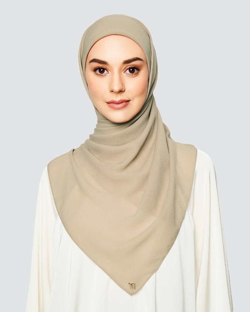 Image of YASMINE WOOL CHIFFON SQUARE - BROWN SUGAR