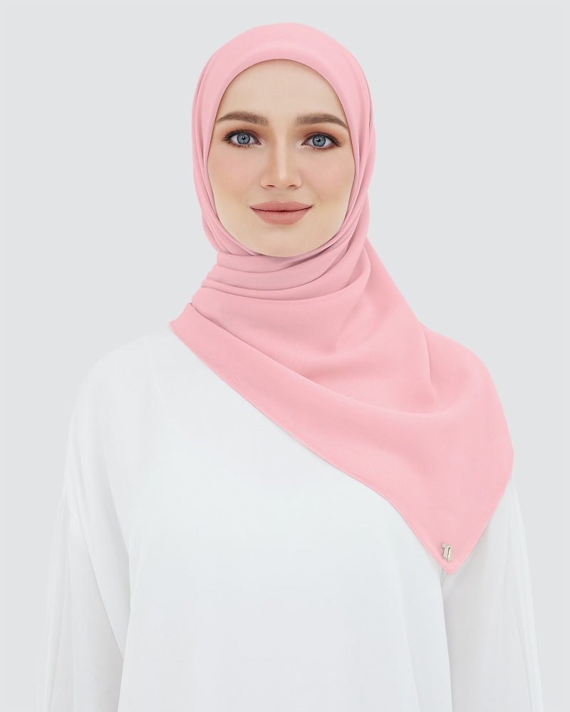 Image of YASMINE WOOL CHIFFON SQUARE - DUSTY BLUSH