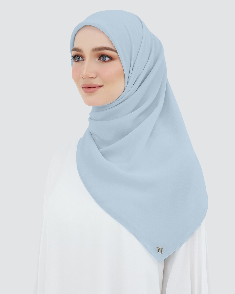 YASMINE WOOL CHIFFON SQUARE - BLUE BELL