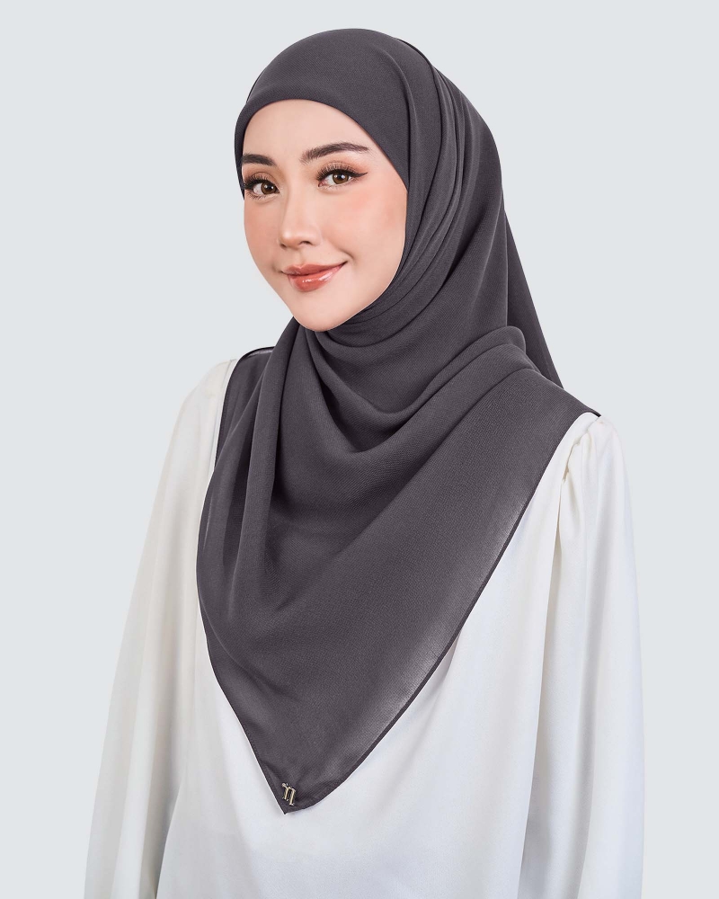 Image of YASMINE WOOL CHIFFON SQUARE - DUSTY GREY