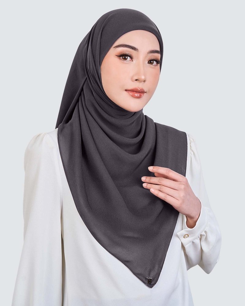 Image of YASMINE WOOL CHIFFON SQUARE - DUSTY GREY