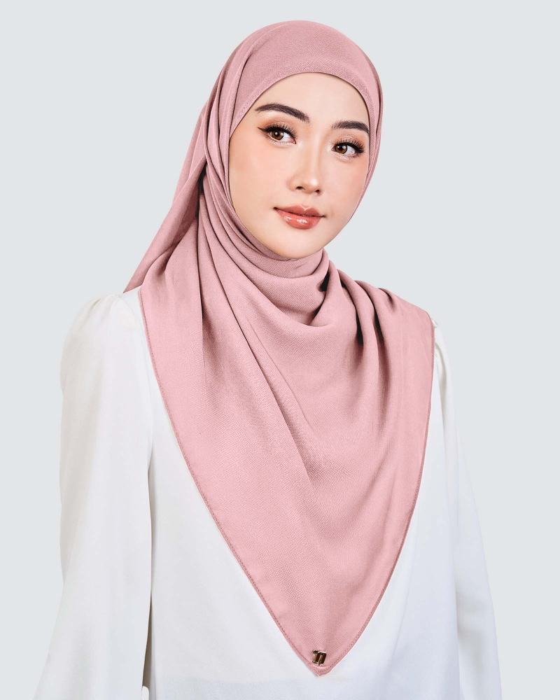 Image of YASMINE WOOL CHIFFON SQUARE - DUSTY LILAC