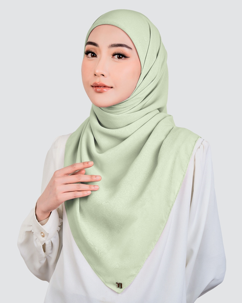 Image of YASMINE WOOL CHIFFON SQUARE - KALE