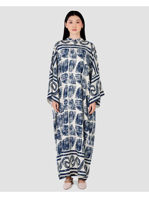 BLUE CRUISE OVERSIZED KAFTAN DRESS - TIDE