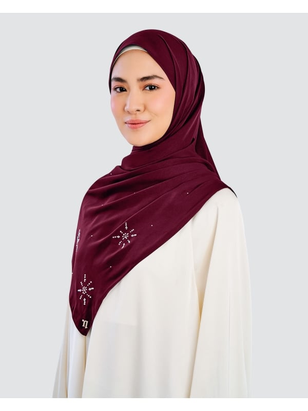 LADY MARISA CRYSTAL MATTE SATIN SHAWL - RUBY