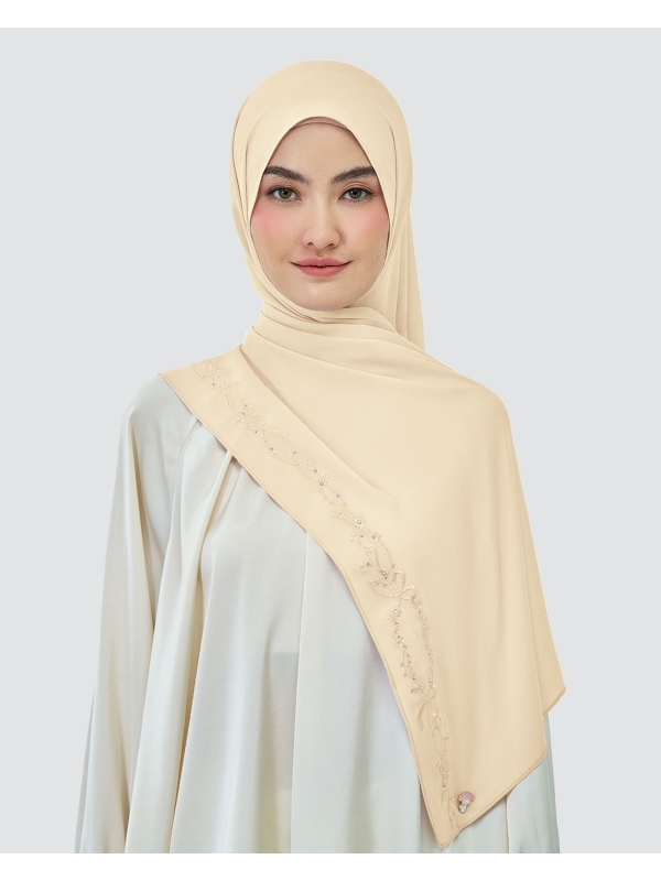 MY MELODY & NAELOFAR EMBROIDERED SHAWL - SANDY
