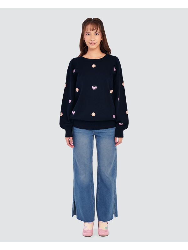 POLLY POCKET X NAELOFAR BOW JUMPER - BLUE WINK