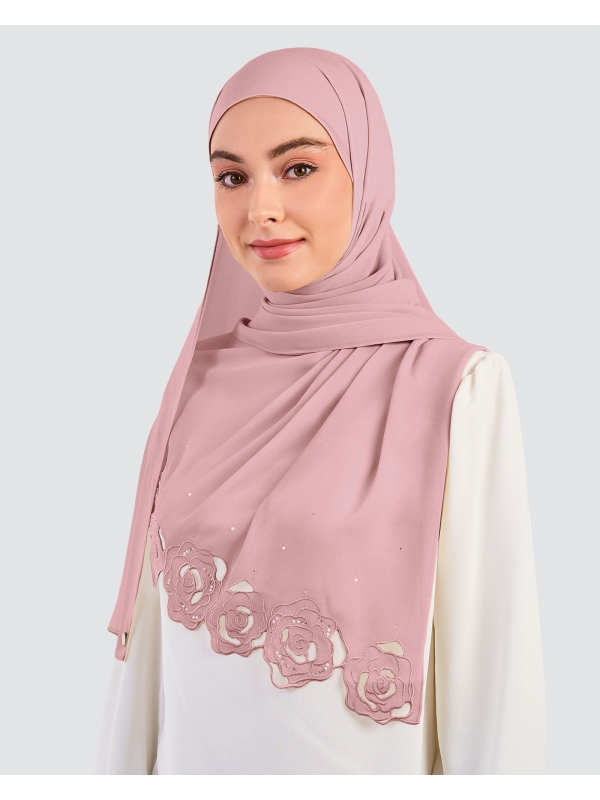 ROSE EMBROIDERED CRYSTAL SHAWL - ROSE QUARTZ