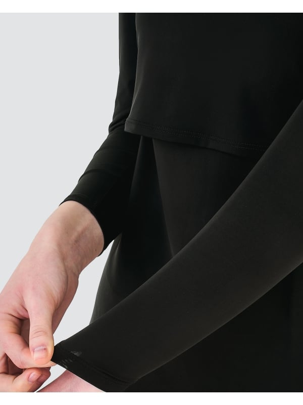 NWEAR CREW NECK LONG SLEEVE DRESS - BLACK