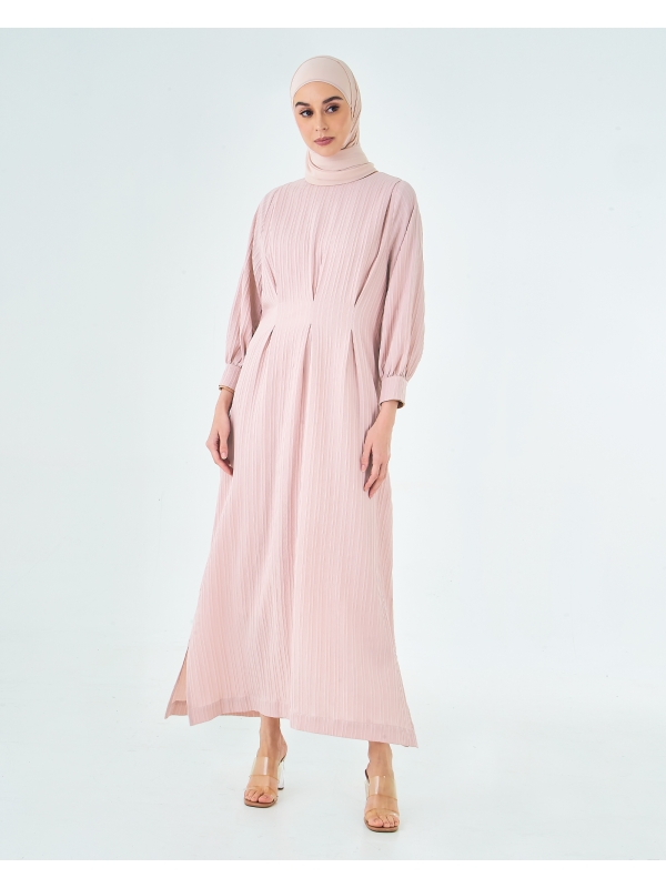 X-PRESS RUCHED DRESS - DUSTY PINK