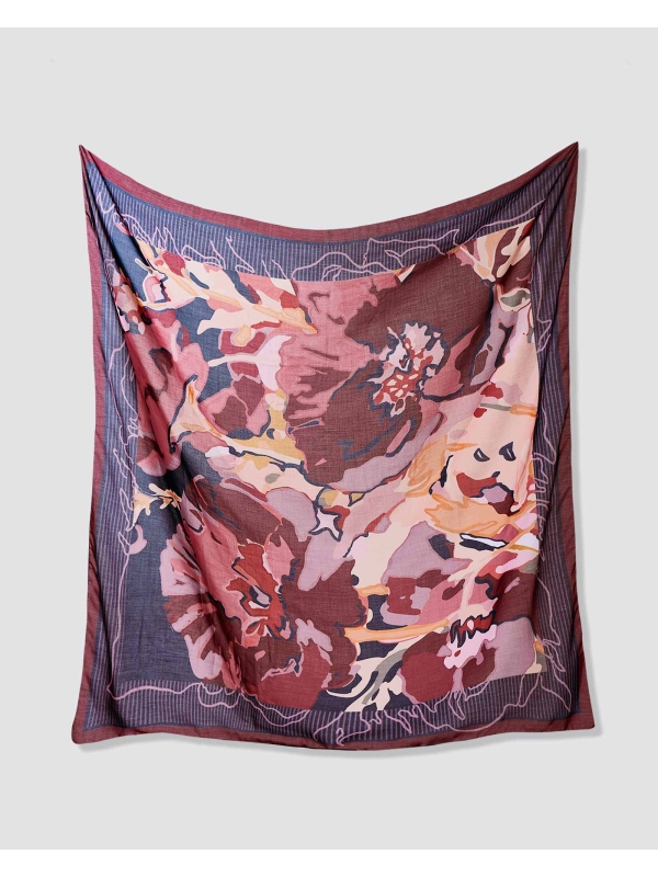 WATERCOLOUR COTTON VOILE SQUARE - BOTANICA