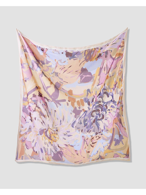 WATERCOLOUR COTTON VOILE SQUARE - CAMELAIRE