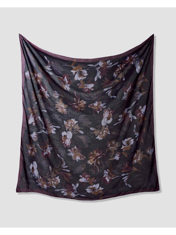 WATERCOLOUR COTTON VOILE SQUARE - NOIR