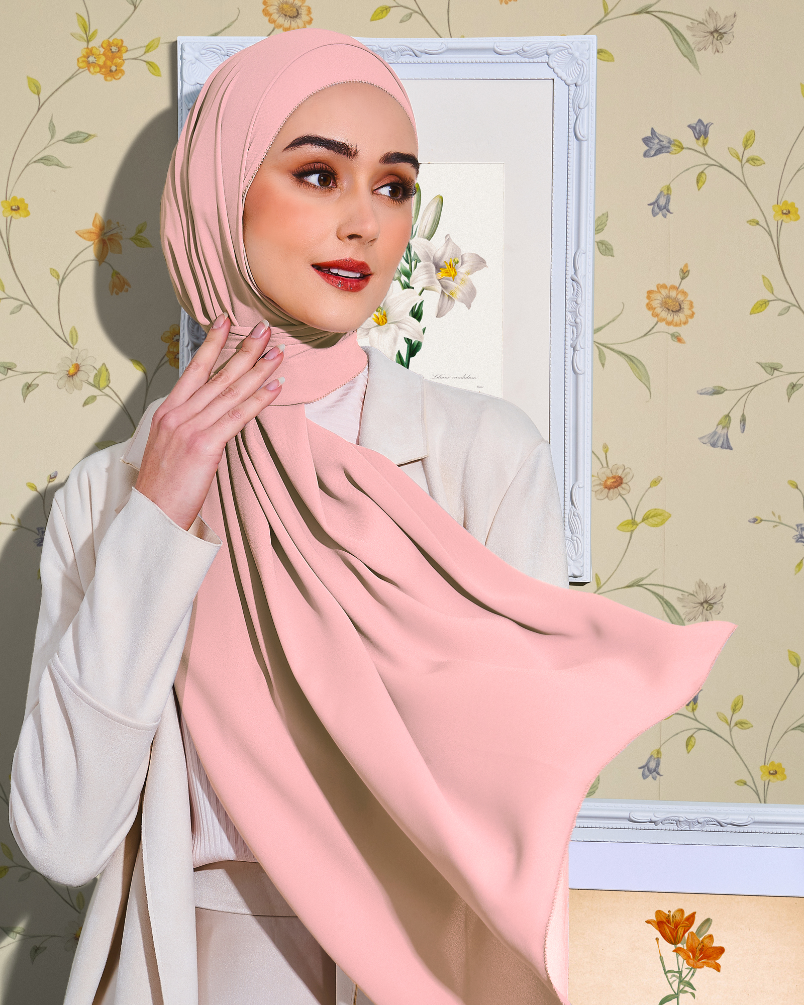 EILA CHIFFON SHAWL BLUSH PINK